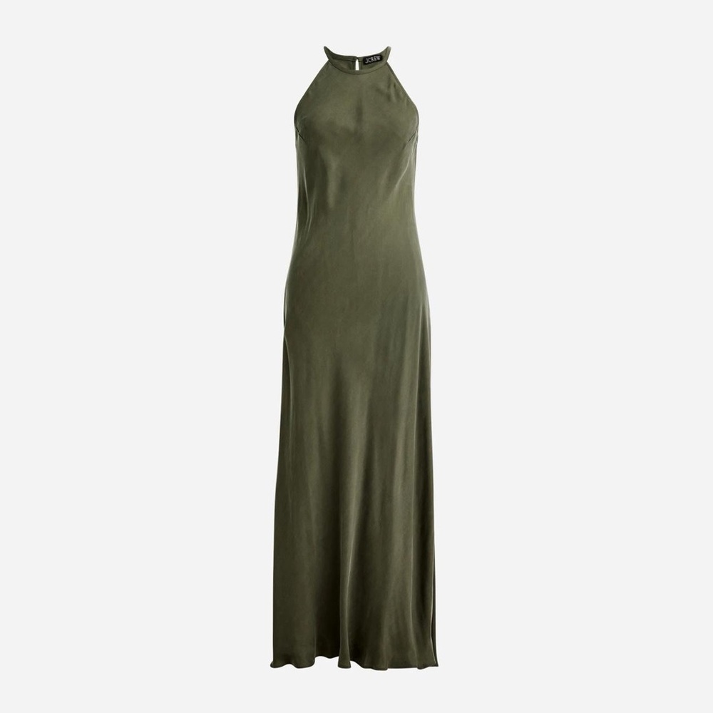 Vintage J. Crew Olive Amber Slip Maxi Dress